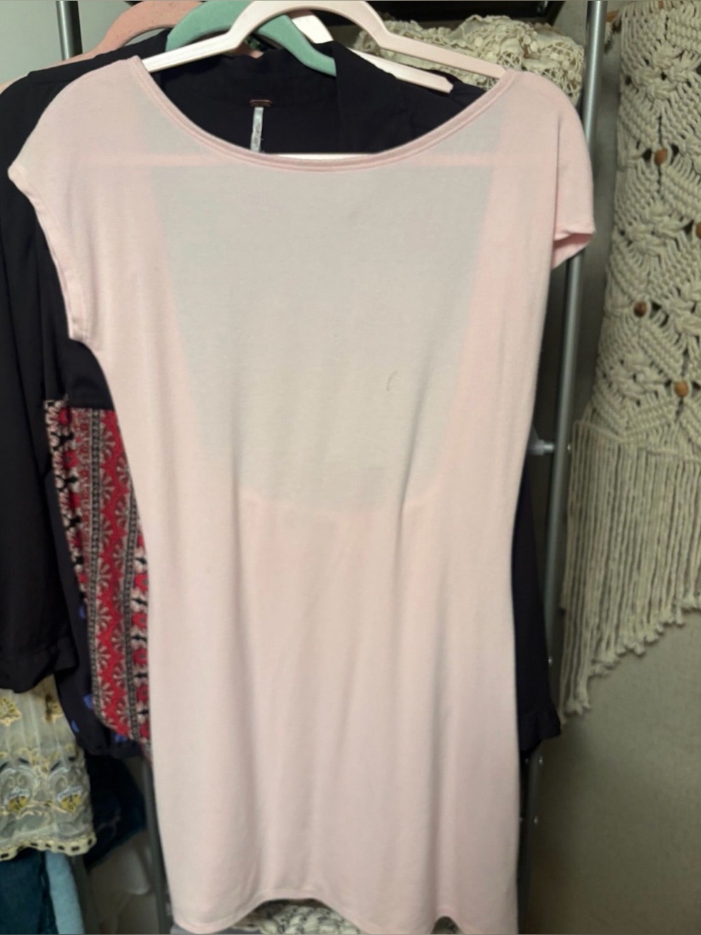 Free People beach sundress Mini Dress in Pale Pink - Picture 4 of 4